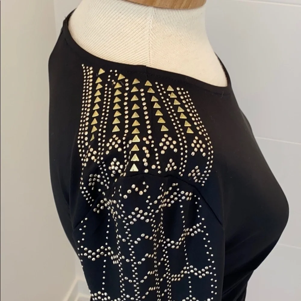 Marina Cocktail Dress with gold jeweled sleeves SM
